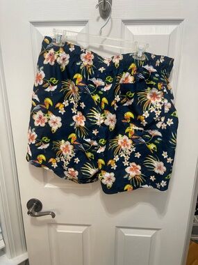 George Navy Floral Swim Shorts with Yellow and White Blooms